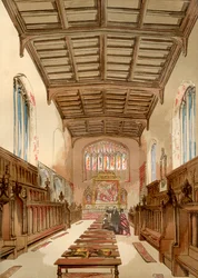 St. Johns College Old Chapel, Universität Cambridge, Cambridge, England vor dem Abriss, aus Old England: A Pictorial Museum, veröffentlicht 1847
